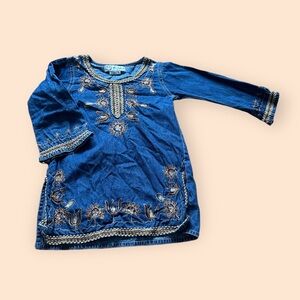 Little Girls Embroidered Denim Tunic Top Size 6